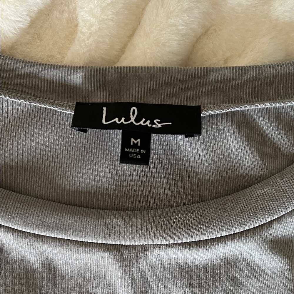 Lulu's Light Gray Ribbed Dress - Picture 2 of 2
